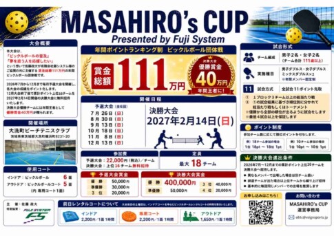 MASAHIRO's CUP Presented by Fuji system｜日程・会場・参加方法まとめ【ピックルボール大会情報】